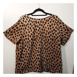 a new day. - cute, short sleeve leopard print top